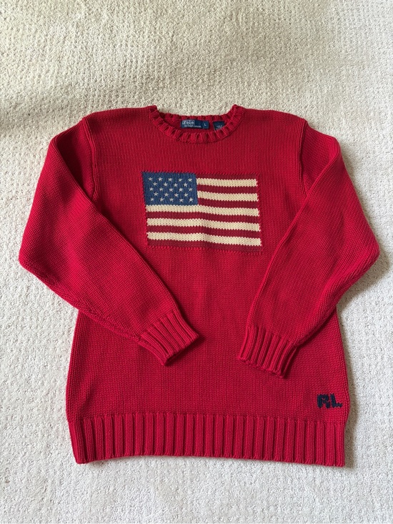 Ralph Lauren Sweaters - Polo Ralph Lauren Red American Flag Crewneck Sweater EUC